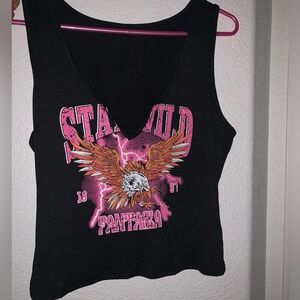 Cute Eagle Pink lightening bolt Stay Wild Tank top low cut pink fashion girly